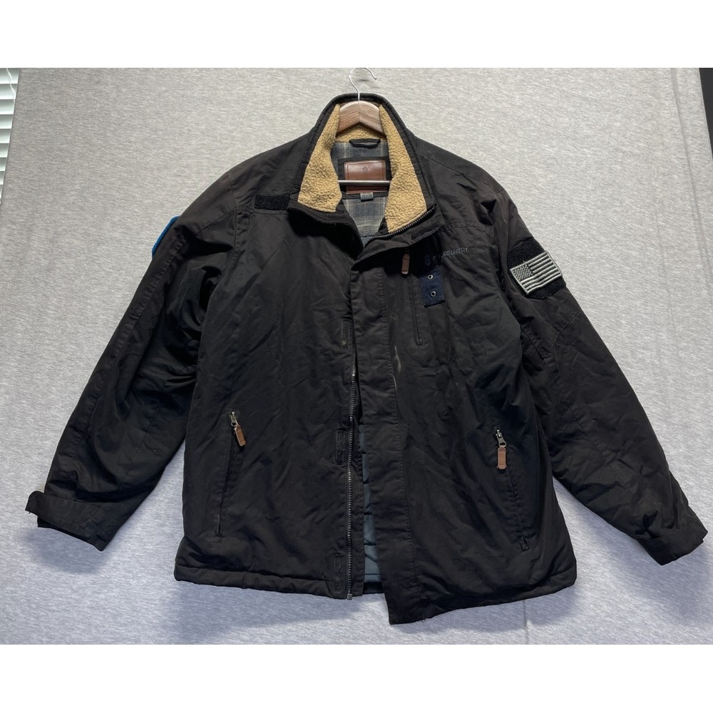 Free Country Trail Jacket Mens M Black Choice Security Patch Logo Sherpa Collar